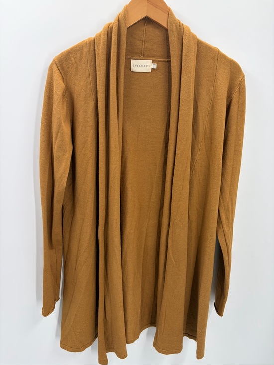 Dreamers Sweaters - Dreamers Mustard Camel Open-Front Draped Cardigan